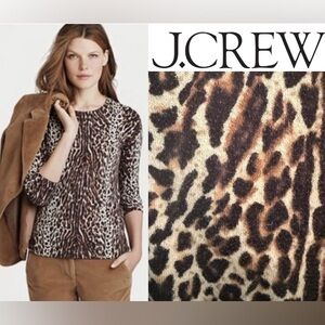 J. Crew Leopard Print Merino Wool Tippi Sweater Size Small